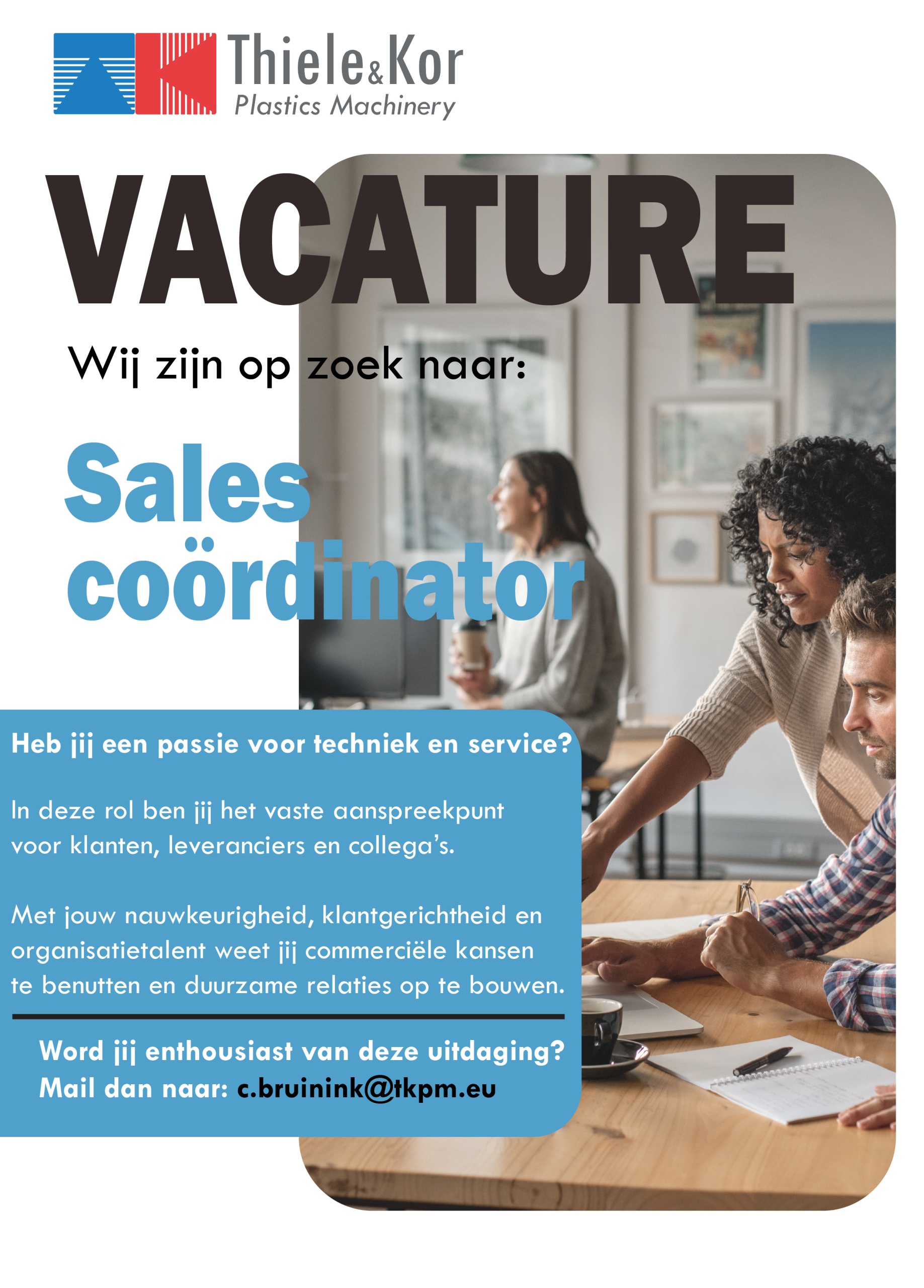 Vacature Thiele & Kor plastics machinery Januari 2026 (1) Openstaande vacature sales coordinator op kantoor
